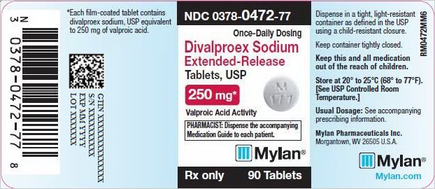 Divalproex Sodium Extended-Release Tablets 250 mg Bottle Label