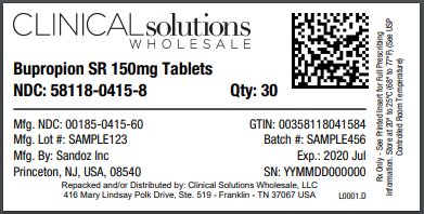 Bupropion SR 150mg tablet 30 count blister card