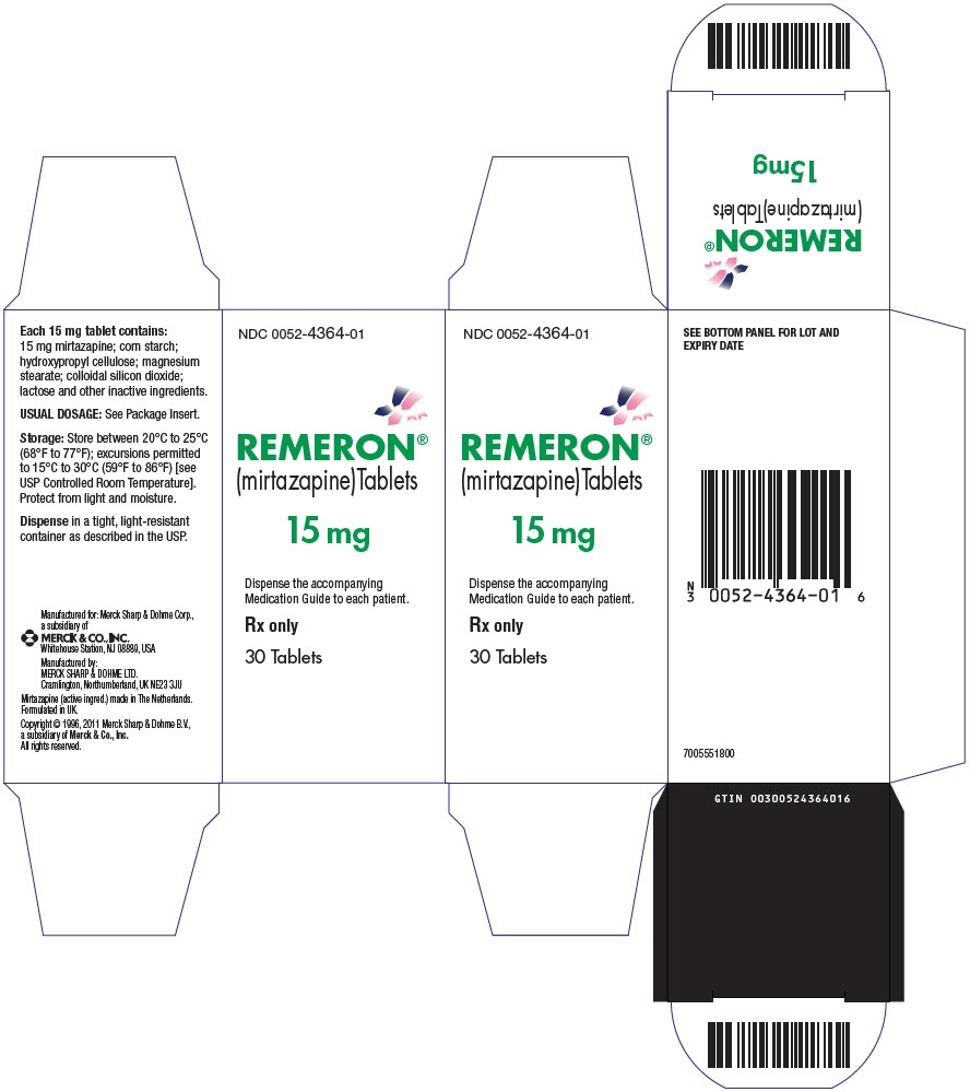 PRINCIPAL DISPLAY PANEL - 15 mg Tablet Bottle Carton - NDC: <a href=/NDC/0052-4364>0052-4364</a>