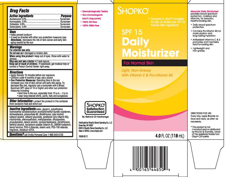 Shopko Daily Moisturizer Label