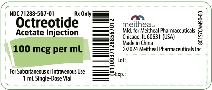 PACKAGE LABEL PRINCIPAL DISPLAY PANEL - Octreotide Acetate Injection 100 mcg Vial Label