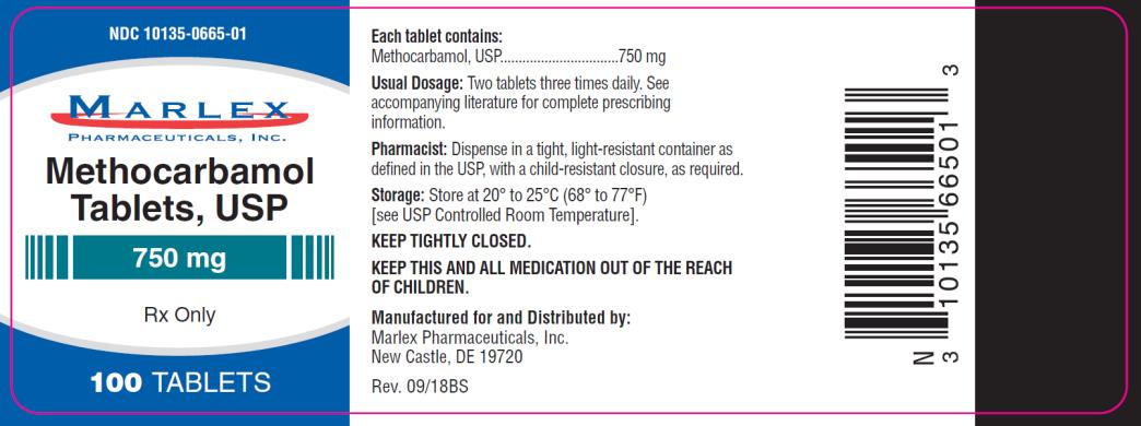 PRINCIPAL DISPLAY PANEL
NDC: <a href=/NDC/10135-0665-0>10135-0665-0</a>1
Methocarbamol 
Tablets, USP
750 mg
Rx Only
100 Tablets
