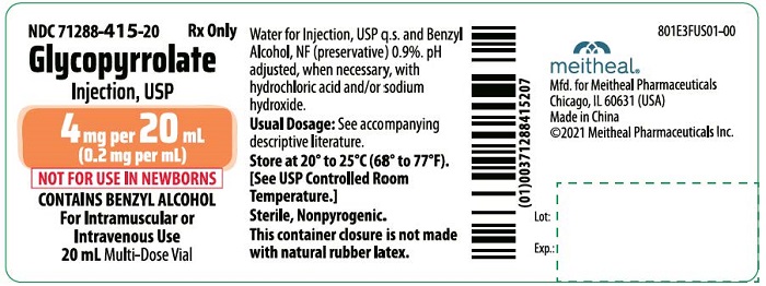 Principal Display Panel – Glycopyrrolate Injection, USP 20 mL Container Label