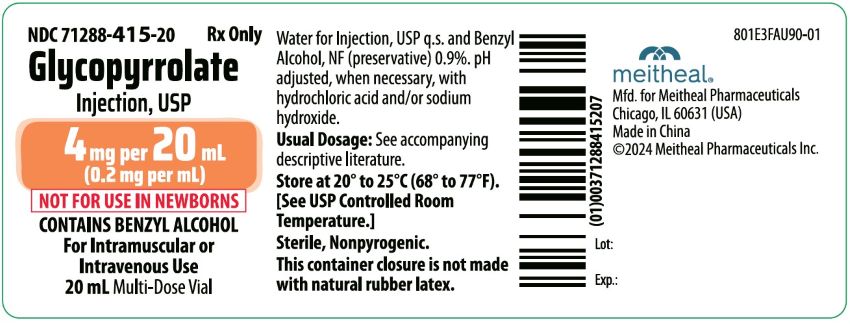 Principal Display Panel – Glycopyrrolate Injection, USP 20 mL Container Label
