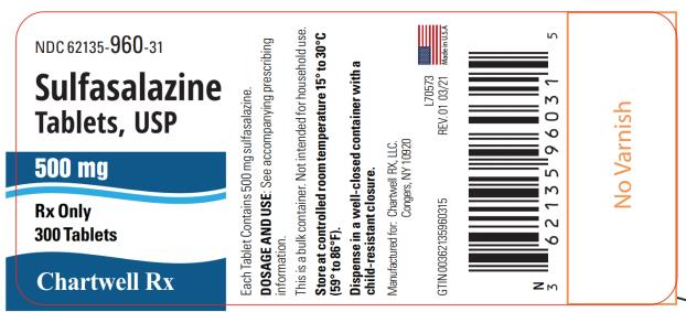 PRINCIPAL DISPLAY PANEL
NDC 62135- 960-31
Sulfasalazine Tablets, USP
500 mg
Rx Only
300 Tablets
