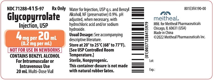 Principal Display Panel – Glycopyrrolate Injection, USP 20 mL Container Label