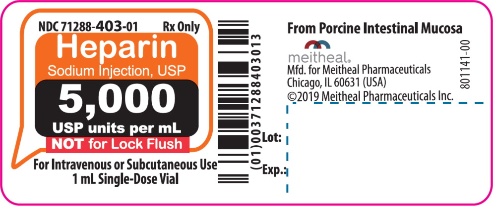 Principal Display Panel – Heparin Sodium Injection, USP 5,000 USP Vial Label
