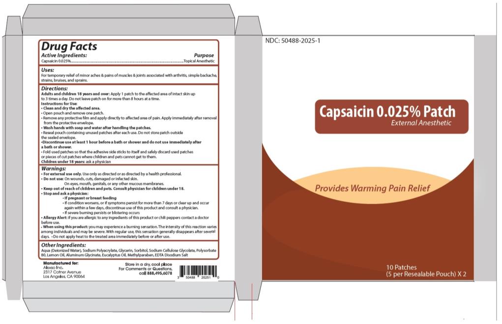 PRINCIPAL DISPLAY PANEL
Capsaicin 0.025% Patch
NDC: <a href=/NDC/50488-2025-1>50488-2025-1</a>
10 Patches (5 per Resealable Pouch)

Alexso, Inc
