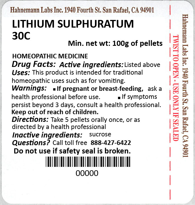 Lithium Sulphuratum 30C 100g