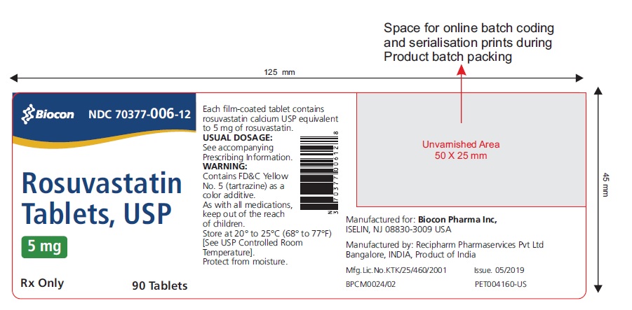 5 mg Bottle Label 90 Tablets Recipharm