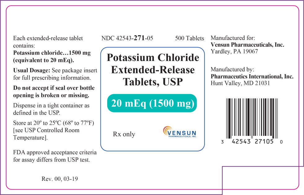 Principal Display Panel - Potassium Chloride Extended-Release 500 Tablets 20 mEq Label
