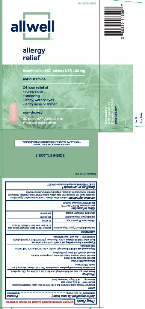 Fexofenadine HCl USP, 180 mg