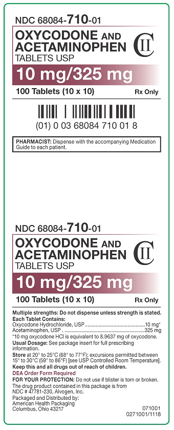 10mg/325 mg Oxycodone/APAP Tablets Carton