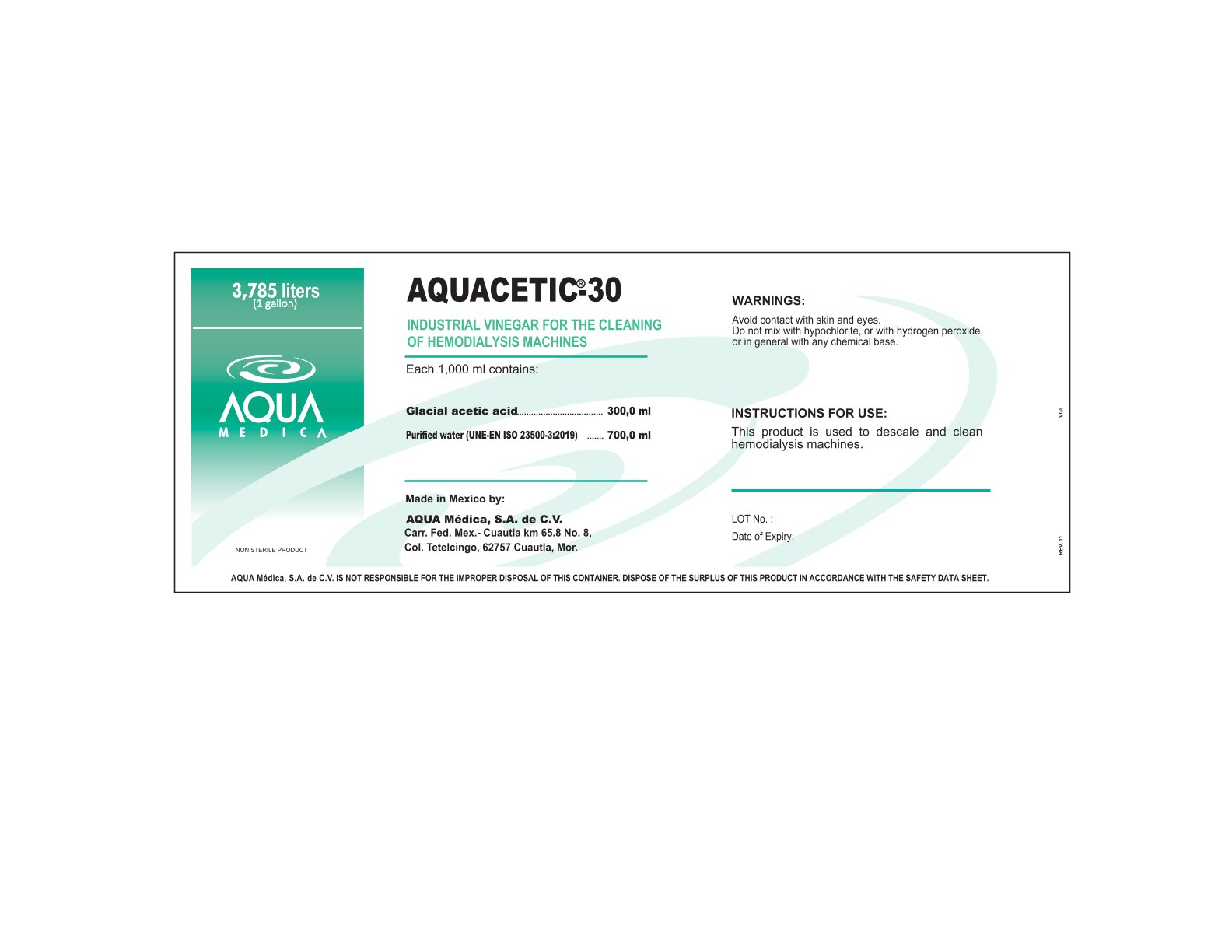 AQUACETIC-30 LABEL