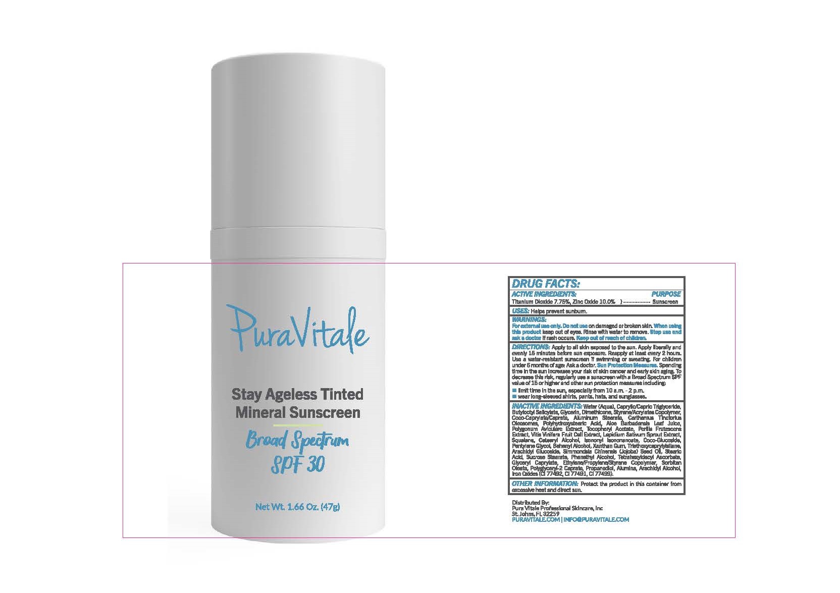 Pura Vitale  Stay Ageless Tinted Mineral Sunscreen  Broad Spectrum SPF30
