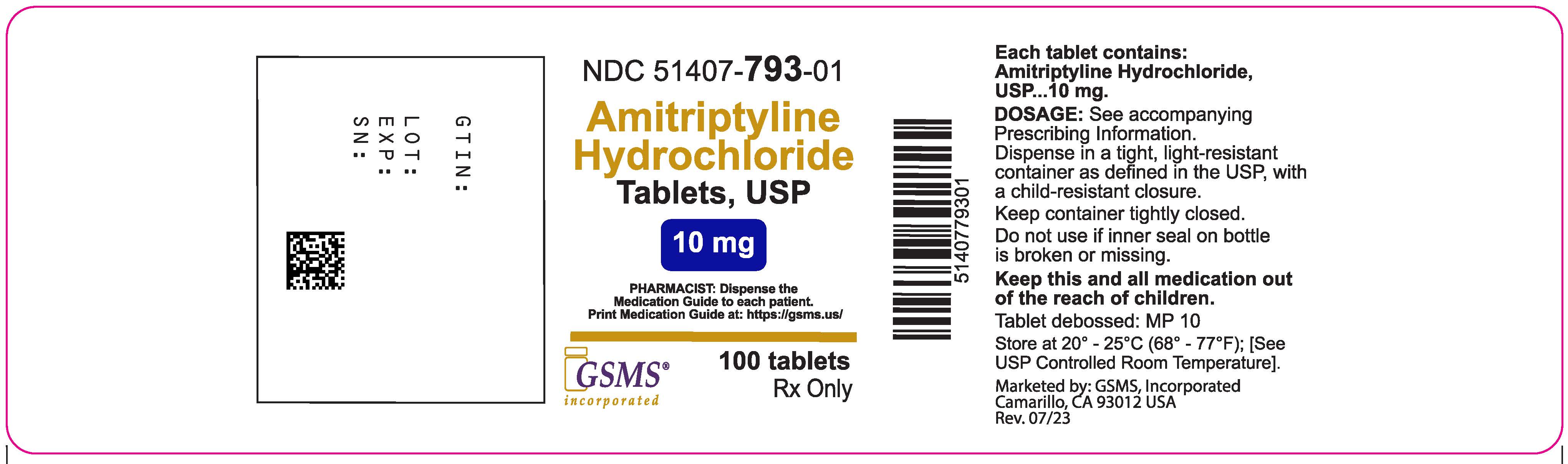Amitriptyline Hydrochloride - Sun - 51407-793-01OL - 100c - Rev.0723.jpg