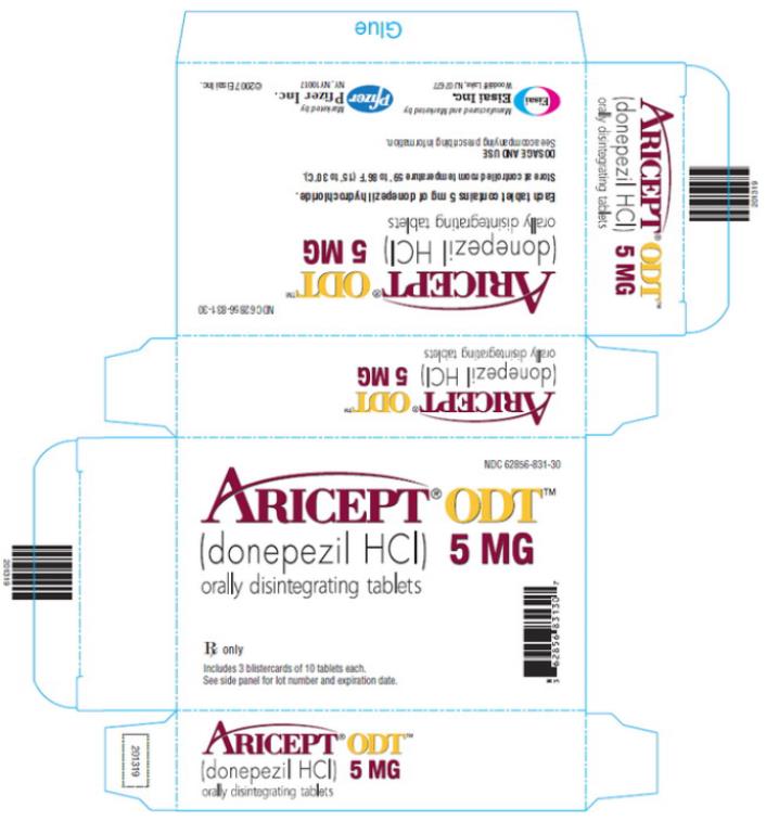 NDC: <a href=/NDC/62856-831-30>62856-831-30</a>

ARICEPT® ODT™
(donepezil HCl) 5 MG
orally disintegrating tablets

