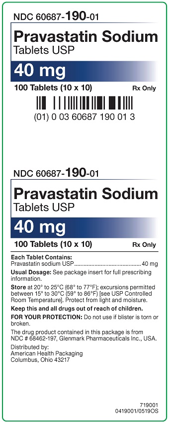 40 mg Pravastatin Sodium Tablets Carton