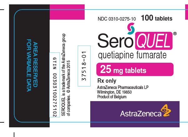 SeroQUEL 25 mg tablets bottle label