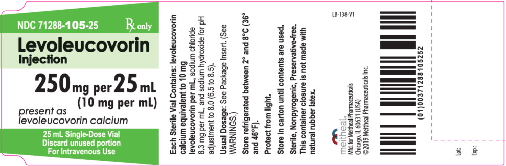 Principal Display Panel – Levoleucovorin Injection, USP 250 mg per 25 mL Vial Label
