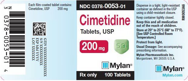 Cimetidine Tablets 200 mg Bottle Label