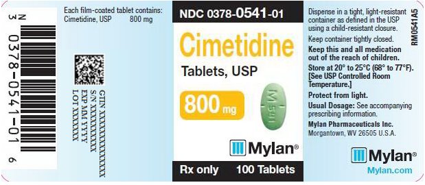 Cimetidine Tablets 800 mg Bottle Label
