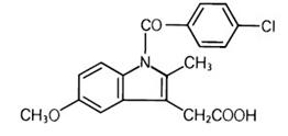 The following chemical structure for INDOCIN (indomethacin) Oral Suspension is a nonsteroidal anti-inflammatory drug, available as an oral suspension contain 25 mg of indomethacin per 5mL, alcohol 1%, and sorbic acid 0.1% added as a preservative for oral administration. The chemical name is -(4-chlorobenzoyl)-5-methoxy-2-methyl-1H-indole-3-acetic acid. 