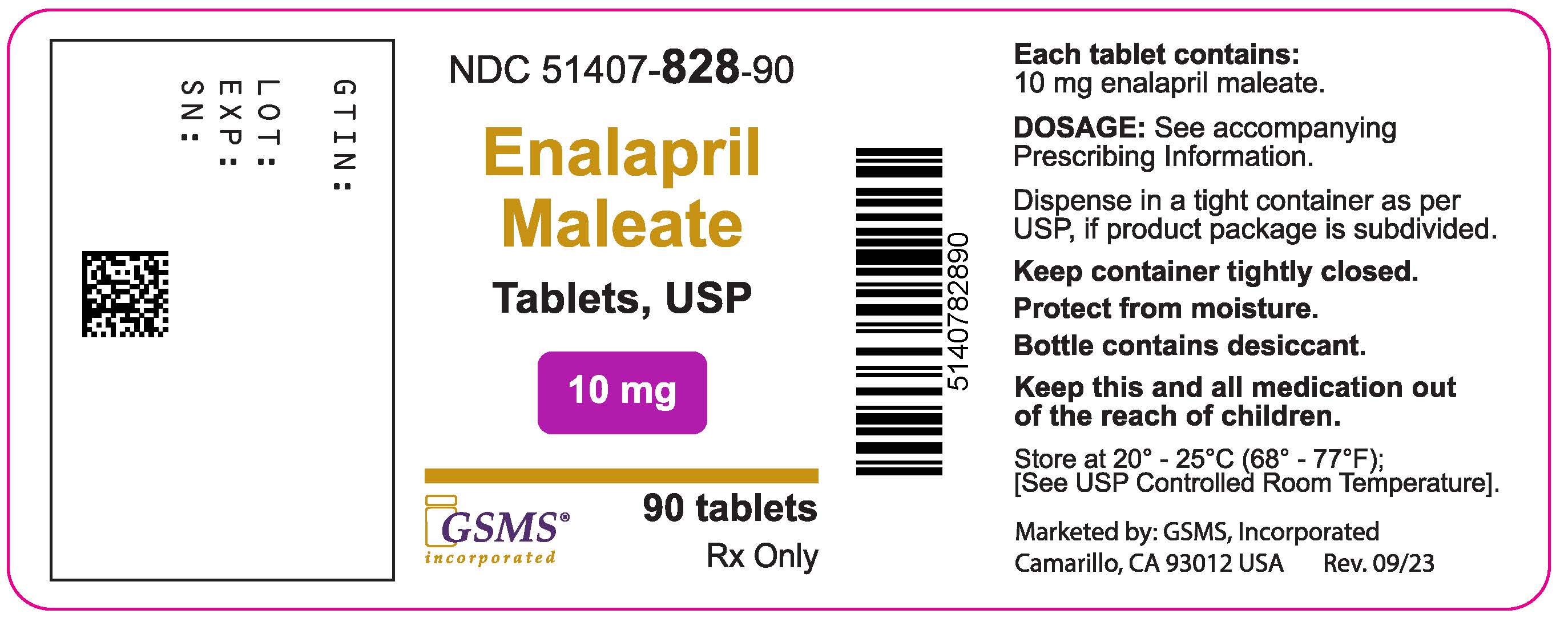 51407-828-90LB - ENALAPRIL MALEATE 10MG TABLETS 90S - 09-23.jpg