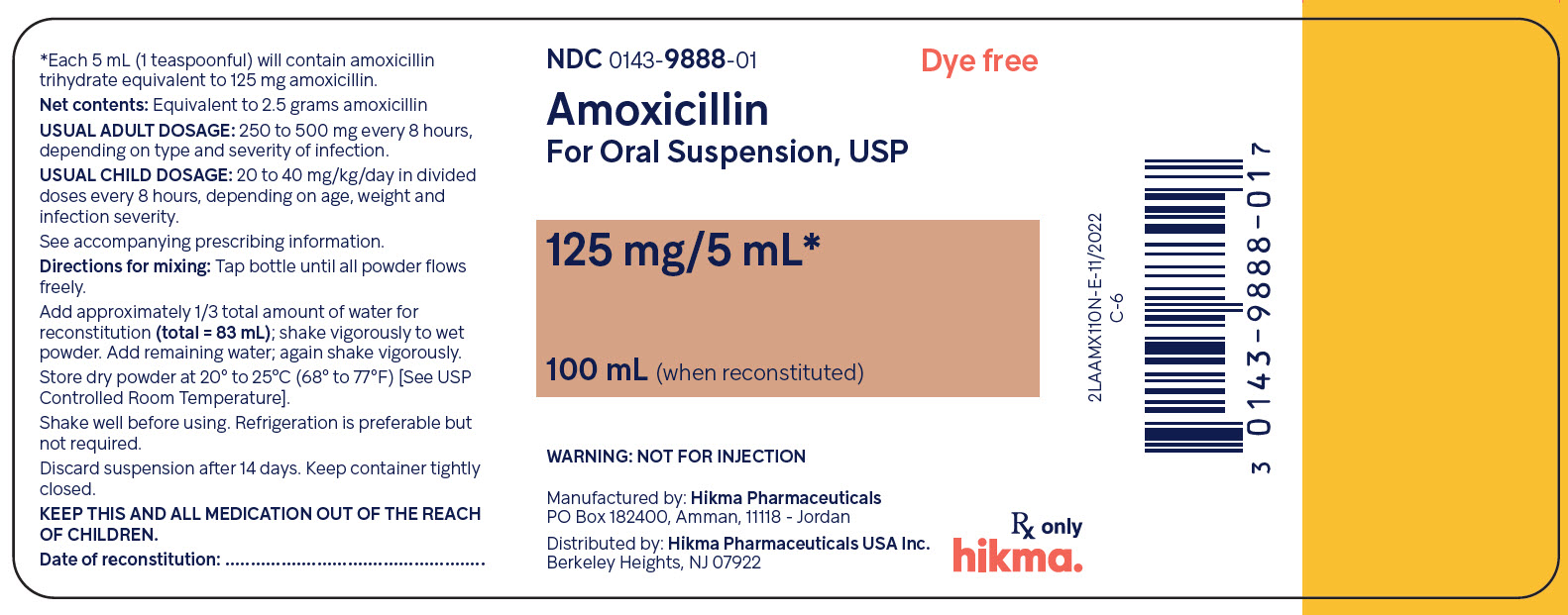 Amoxicillin for Oral Suspension USP, 125 mg/5 mL (100 mL when reconstituted) bottle label image