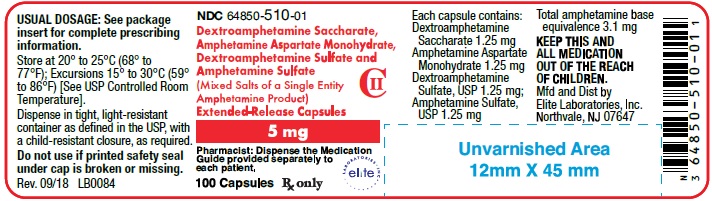 Amphetamine ER Cap 5mg Container Label