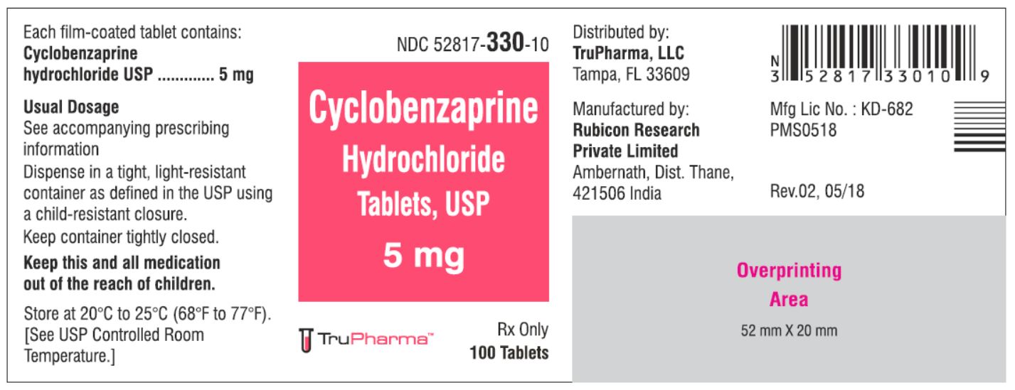 Cyclobenzaprine hydrochloride, USP-5 MG - NDC  52817-330-10 bottles of 100 Tablets