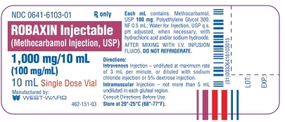 Robaxin Injectable (Methocarbamol Injection, USP) 1,000 mg/10 mL (100 mg/mL) 10 mL Single Dose Vial