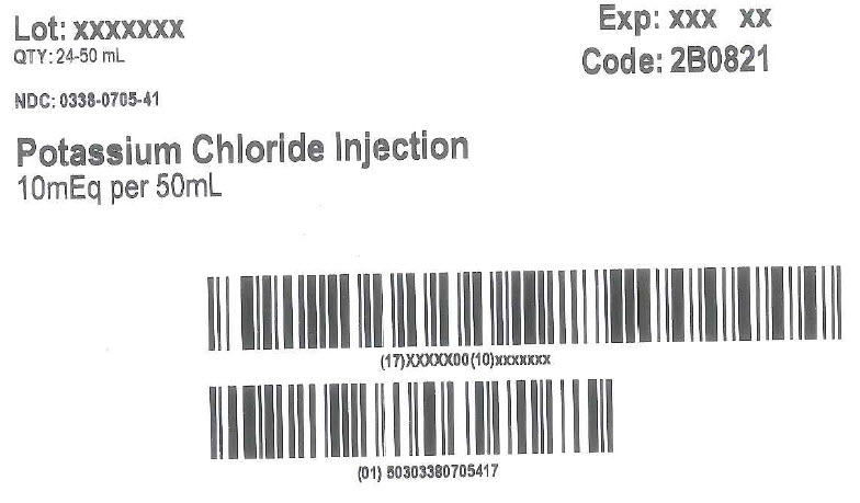 Potassium Chloride Injection Representative Carton Label NDC: <a href=/NDC/0338-0705-41>0338-0705-41</a>
