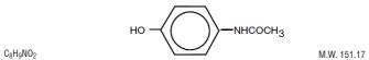 The structural formula of Acetaminophen.