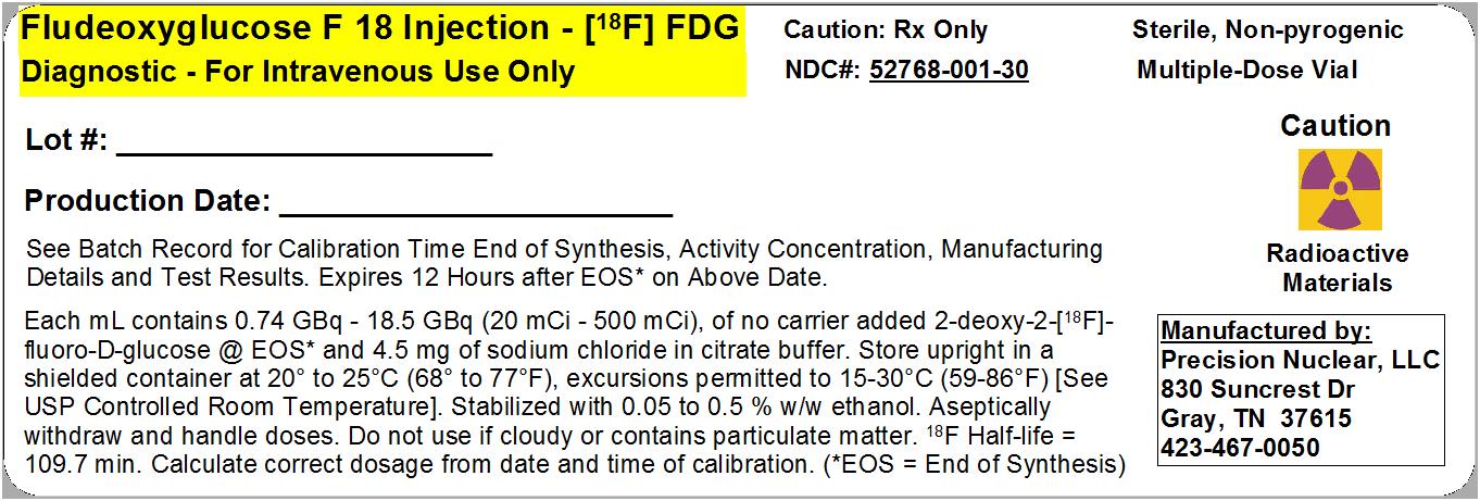 FDG vial label- 30 ml vial