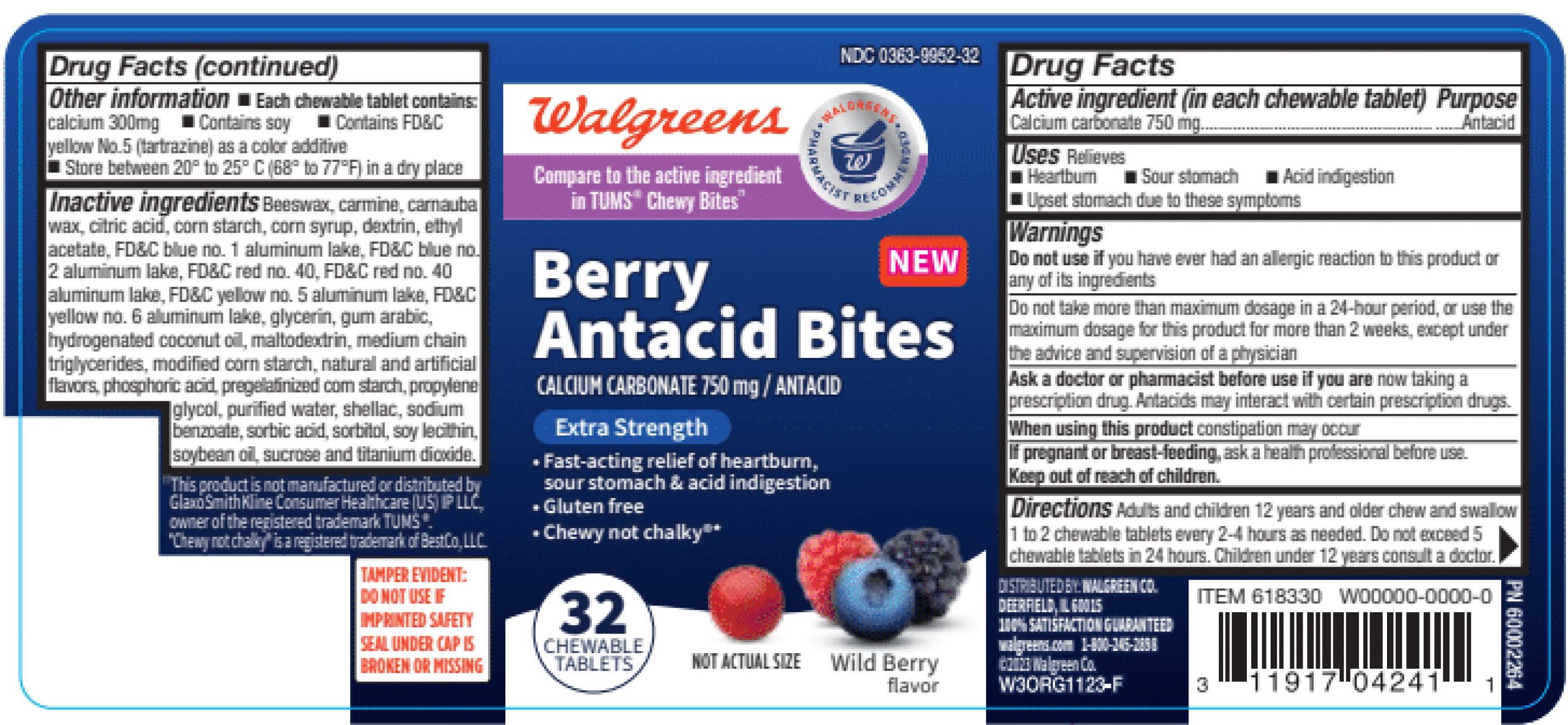 Walgreen Wild Berry Antacid Chews 32ct