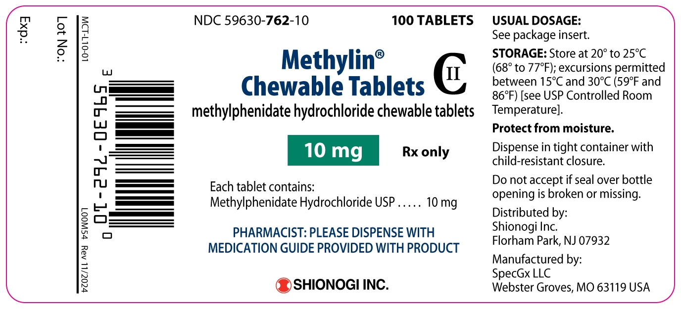 Methylin Chewable Tablets 10 mg bottle label