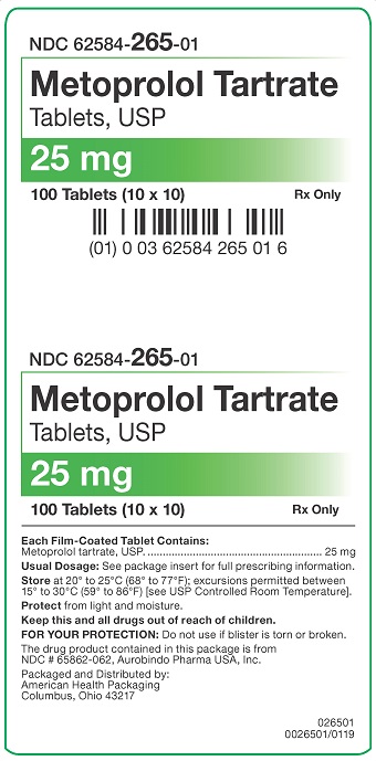 25 mg Metoprolol Tartrate Tablets Carton