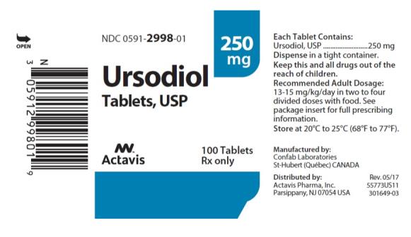NDC: <a href=/NDC/0591-2998-01>0591-2998-01</a>
Ursodiol Tablets, USP 
250 mg
100 Tablets
Rx only
