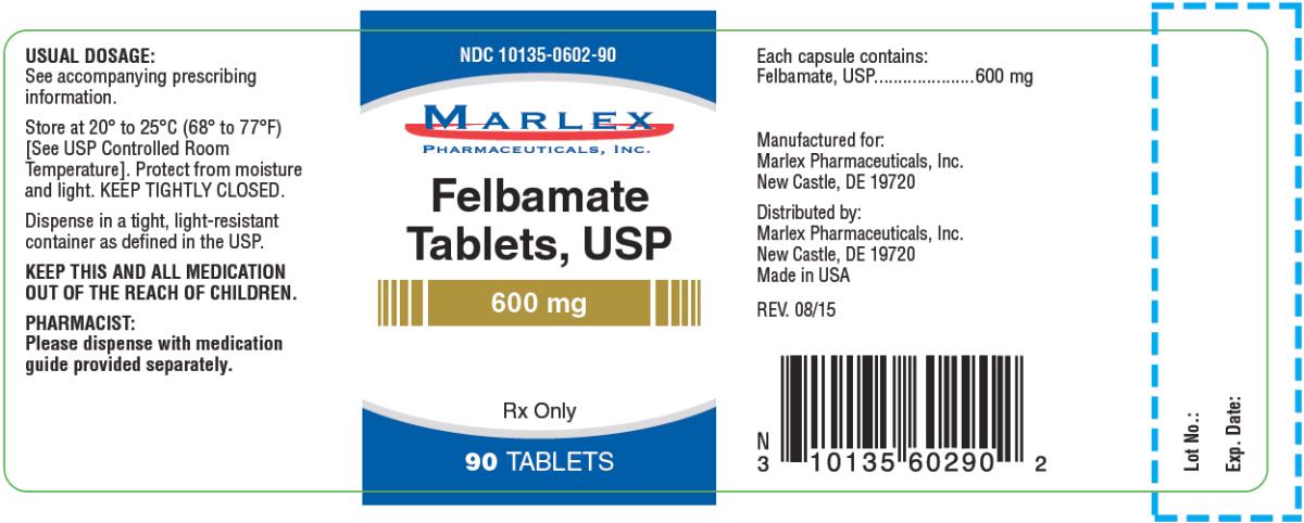 PRINCIPAL DISPLAY PANEL
NDC: <a href=/NDC/10135-0602-9>10135-0602-9</a>0
Felbamate
Tablets, USP
600 mg
Rx Only
90 TABLETS