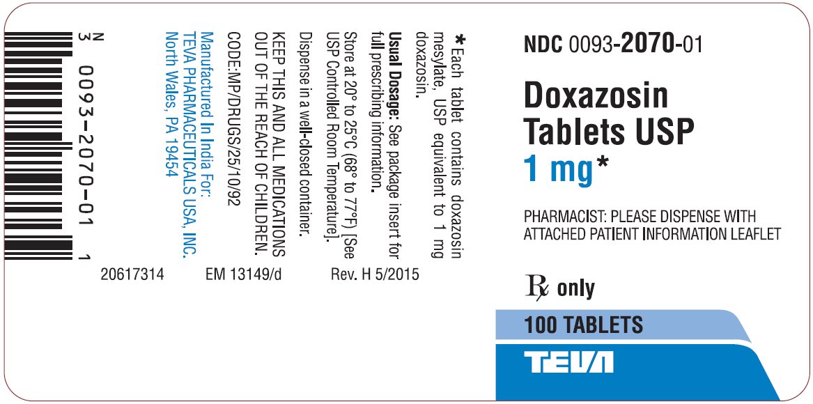 Doxazosin Tablets USP 1 mg 100s Label