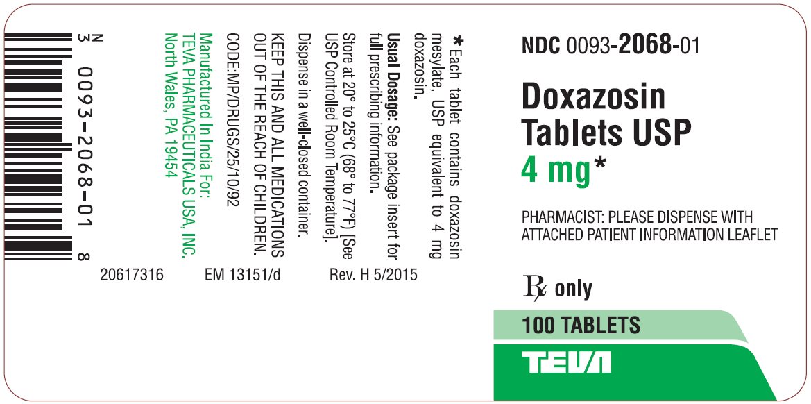 Doxazosin Tablets USP 4 mg 100s Label