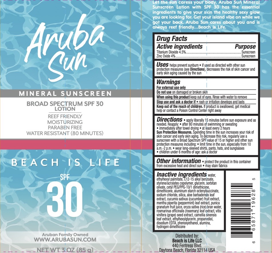 ARUBA SUN MINERAL SUNSCREEN titanium dioxide, zinc oxide lotion