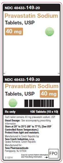 Pravastatin Sodium 40 mg Tablets, USP Unit Carton Label