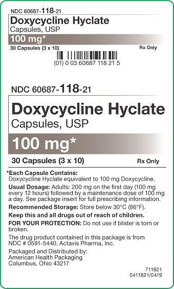 100 mg Doxycycline Hyclate Capsules Carton