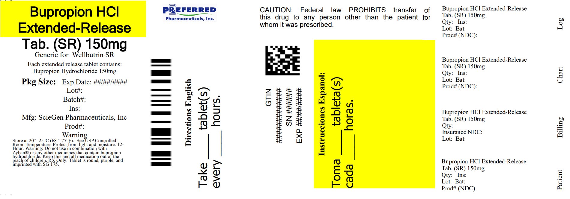 Bupropion HCl Extended-Release Tab SR 150mg 