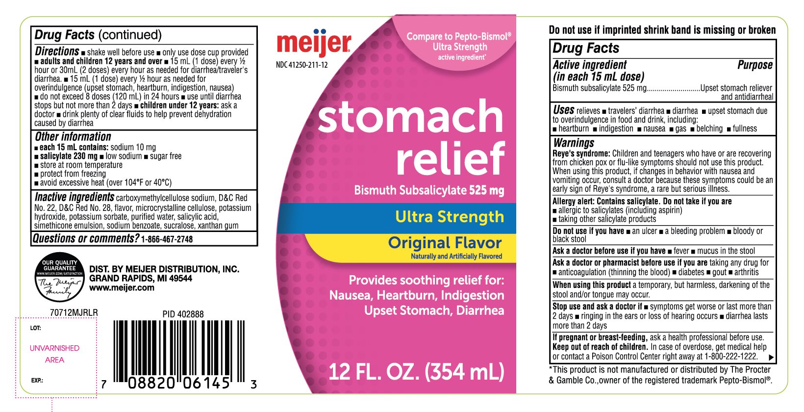 meijer stomach relief Ultra Strength original flavor