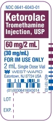 Ketorolac Tromethamine Injection, USP 60 mg/2 mL (30 mg/mL) 2 mL Single Dose Vial