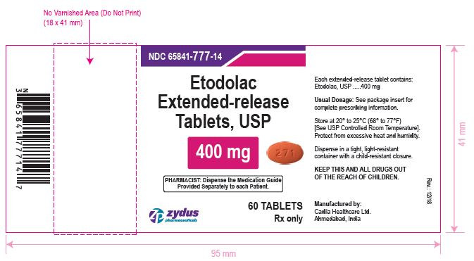 Etodolac Extended-release Tablets USP, 400 mg