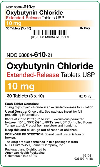 10 mg Oxybutynin Chloride ER Tablets Carton